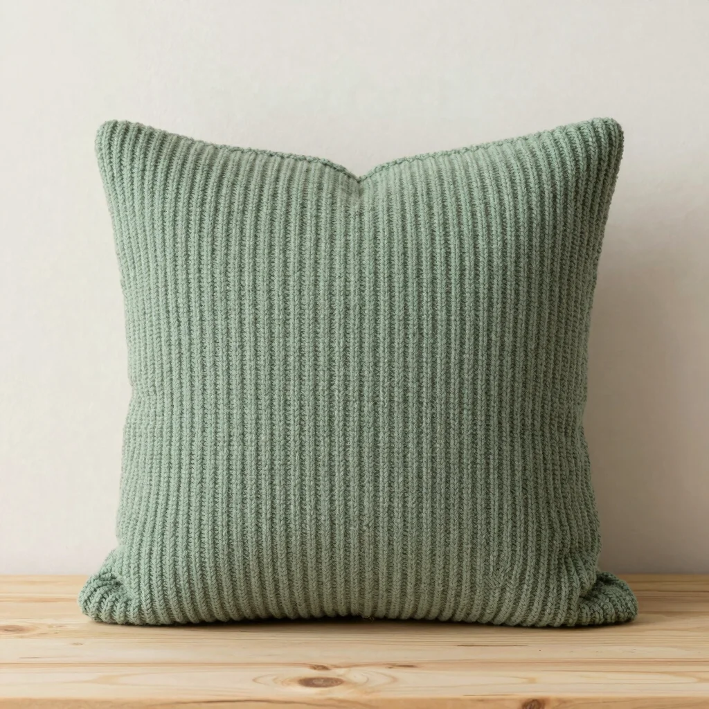 Textured Sage Ribbed Cushion Cover
