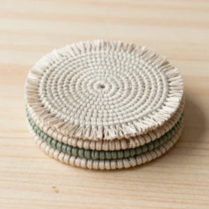Fringed Macrame Coaster Set